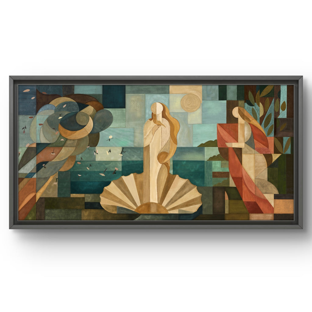 Large cubist abstract wall art inspired by Botticelli’s Birth of Venus