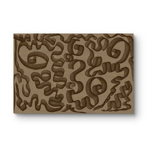 Large mocha brown abstract wall art with textured organic linework on neutral canvas