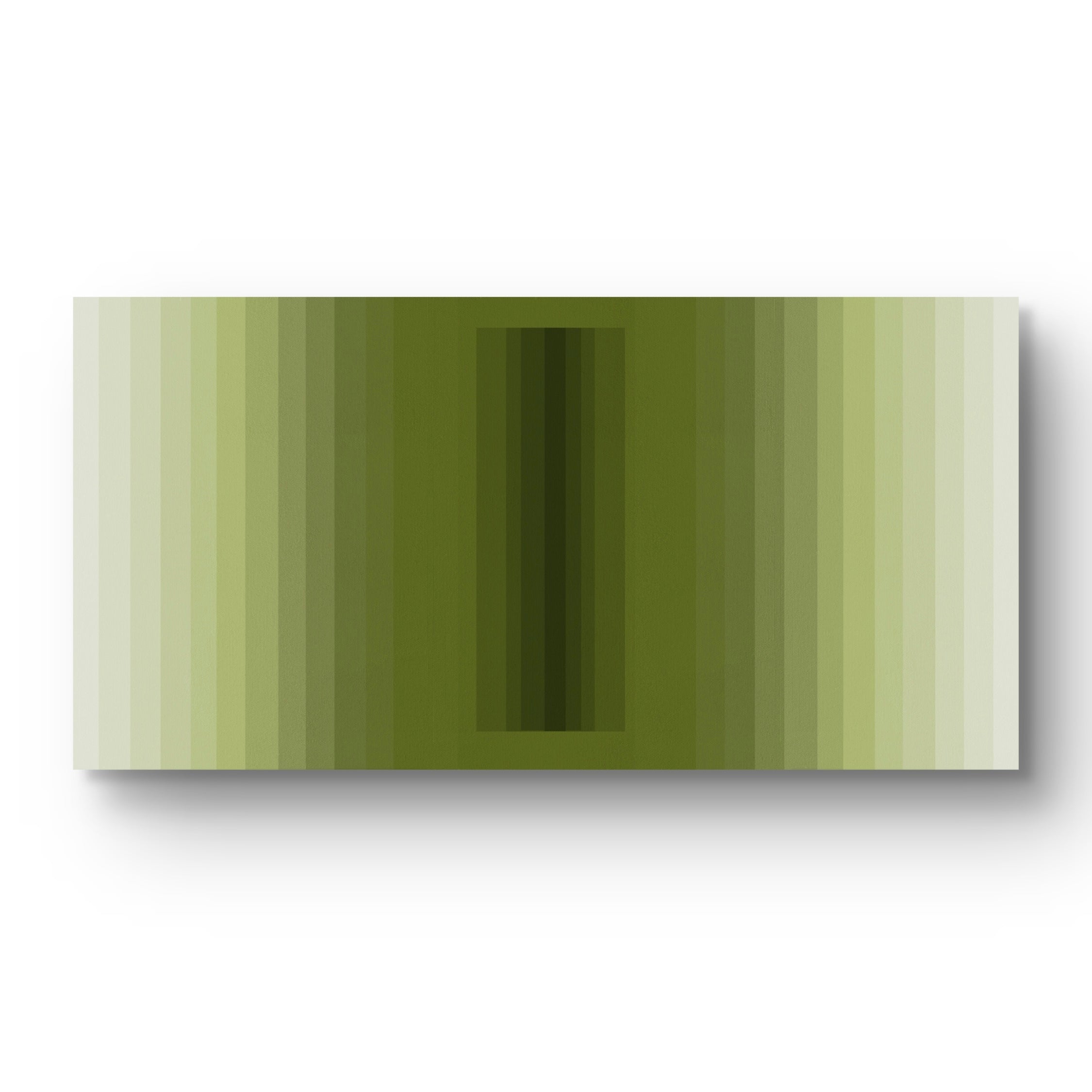Large green geometric abstract canvas painting for contemporary interiors